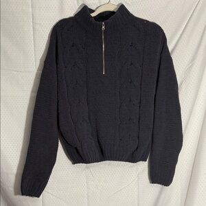 Hooked Up by IOT Dark Blue 1/4 Zip pullover Sweater Size L